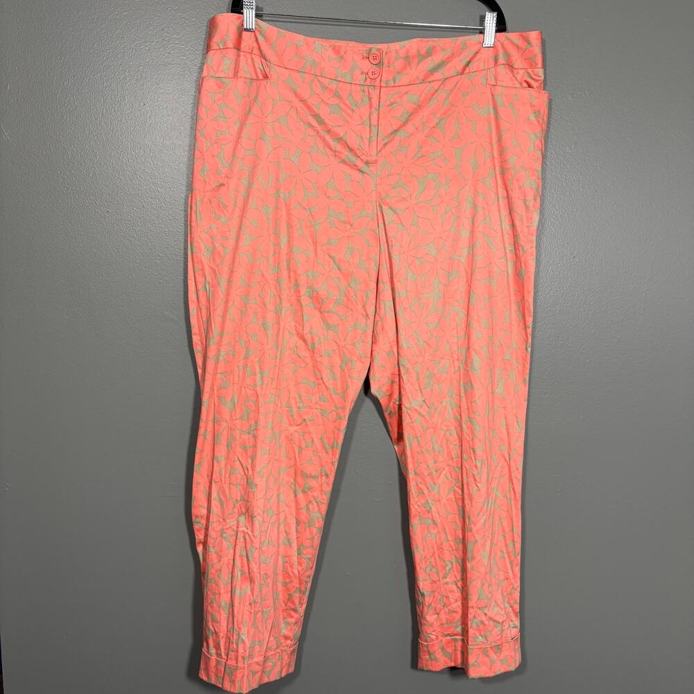 Lane Bryant NWT Floral Pants Peach & Gray Straight Leg - 20 - Women's Plus Size